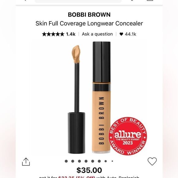 NEW Bobbi Brown Instant Full Cover Concealer Full Size in Natural Tan - Picture 1 of 8